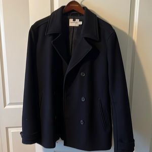 Men’s top man navy blue pea coat